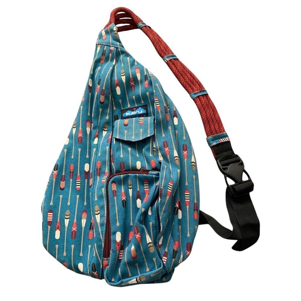 KAVU Original Rope blue Row House Print Sling Purse Bag